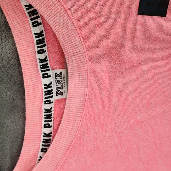 PINK Victoria's Secret Coral Sweatshirt with Black Logo - Picture 3 of 6